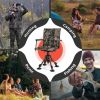Folding Swivel Patio Chair with 4 Adjustable Leg